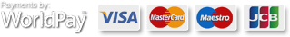 Payments by: WorldPay™. Accepted cards: Visa, MasterCard, Maestro, Solo, JCB